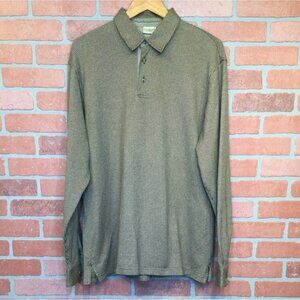 LL Bean Mens Houndstooth Long Sleeve Polo Shirt Size L Grandpa Preppy Old Money